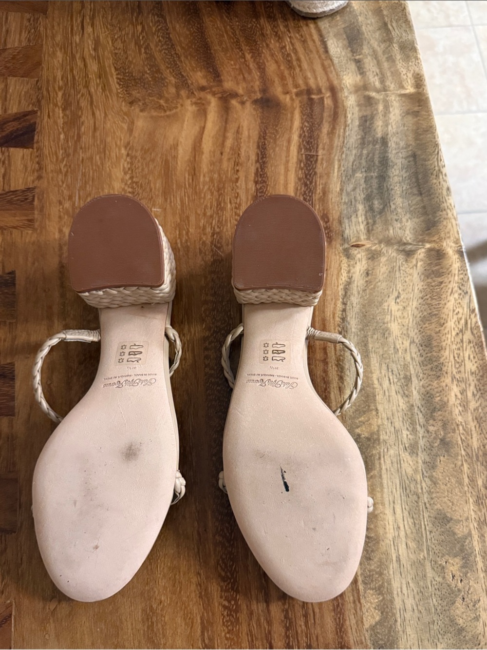 Saks Fifth Avenue Braided Double-Strap Sandals in Cream**Narrow*** - Picture 3 of 4
